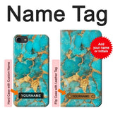 iPhone 7, 8, SE (2020), SE2 Hard Case Aqua Turquoise Stone with custom name