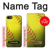 iPhone 7, 8, SE (2020), SE2 Hard Case Yellow Softball Ball with custom name