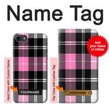 iPhone 7, 8, SE (2020), SE2 Hard Case Pink Plaid Pattern with custom name