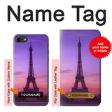 iPhone 7, 8, SE (2020), SE2 Hard Case Eiffel Paris Sunset with custom name