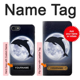 iPhone 7, 8, SE (2020), SE2 Hard Case Dolphin Moon Night with custom name