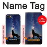 iPhone 7, 8, SE (2020), SE2 Hard Case Wolf Howling Million Star with custom name
