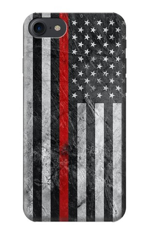 iPhone 7, 8, SE (2020), SE2 Hard Case Firefighter Thin Red Line American Flag