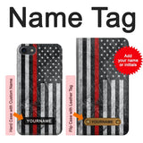 iPhone 7, 8, SE (2020), SE2 Hard Case Firefighter Thin Red Line American Flag with custom name