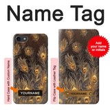 iPhone 7, 8, SE (2020), SE2 Hard Case Gold Peacock Feather with custom name