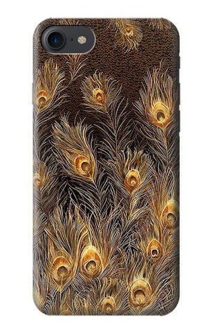 iPhone 7, 8, SE (2020), SE2 Hard Case Gold Peacock Feather