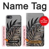 iPhone 7, 8, SE (2020), SE2 Hard Case Gray Black Palm Leaves with custom name