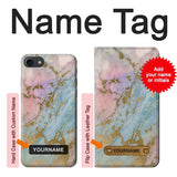 iPhone 7, 8, SE (2020), SE2 Hard Case Rose Gold Blue Pastel Marble Graphic Printed with custom name