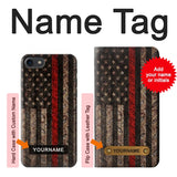 iPhone 7, 8, SE (2020), SE2 Hard Case Fire Fighter Metal Red Line Flag Graphic with custom name