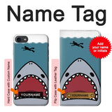 iPhone 7, 8, SE (2020), SE2 Hard Case Cartoon Shark Sea Diving with custom name