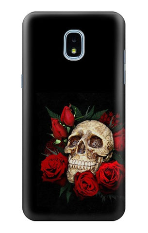 Samsung Galaxy J3 (2018), J3 Star, J3 V 3rd Gen, J3 Orbit, J3 Achieve, Express Prime 3, Amp Prime 3 Hard Case Dark Gothic Goth Skull Roses