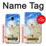 Samsung Galaxy J3 (2018), J3 Star, J3 V 3rd Gen, J3 Orbit, J3 Achieve, Express Prime 3, Amp Prime 3 Hard Case Arctic Polar Bear in Love with Seal Paint with custom name