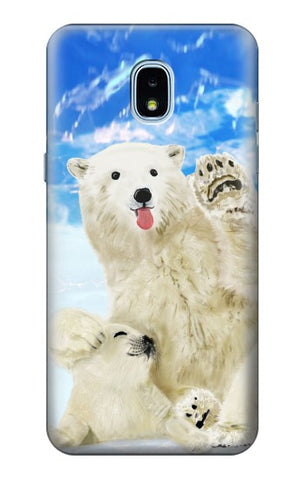 Samsung Galaxy J3 (2018), J3 Star, J3 V 3rd Gen, J3 Orbit, J3 Achieve, Express Prime 3, Amp Prime 3 Hard Case Arctic Polar Bear in Love with Seal Paint
