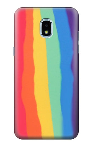 Samsung Galaxy J3 (2018), J3 Star, J3 V 3rd Gen, J3 Orbit, J3 Achieve, Express Prime 3, Amp Prime 3 Hard Case Cute Vertical Watercolor Rainbow
