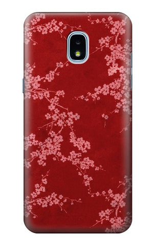 Samsung Galaxy J3 (2018), J3 Star, J3 V 3rd Gen, J3 Orbit, J3 Achieve, Express Prime 3, Amp Prime 3 Hard Case Red Floral Cherry blossom Pattern