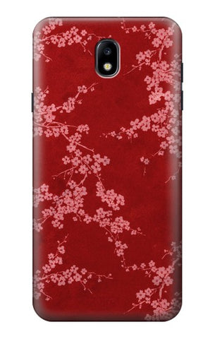 Samsung Galaxy J7 (2018), J7 Aero, J7 Top, J7 Aura, J7 Crown, J7 Refine, J7 Eon, J7 V 2nd Gen, J7 Star Hard Case Red Floral Cherry blossom Pattern