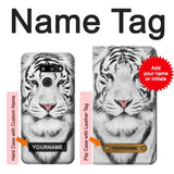 LG G8 ThinQ Hard Case White Tiger with custom name