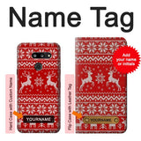 LG G8 ThinQ Hard Case Christmas Reindeer Knitted Pattern with custom name