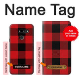LG G8 ThinQ Hard Case Red Buffalo Check Pattern with custom name
