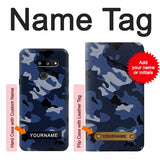 LG G8 ThinQ Hard Case Navy Blue Camouflage with custom name