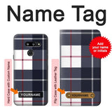 LG G8 ThinQ Hard Case Plaid Fabric Pattern with custom name