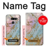 LG G8 ThinQ Hard Case Rose Gold Blue Pastel Marble Graphic Printed with custom name