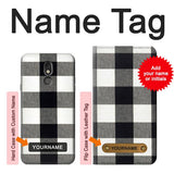 LG Stylo 5 Hard Case Black and White Buffalo Check Pattern with custom name
