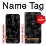LG Stylo 5 Hard Case Black Roses with custom name