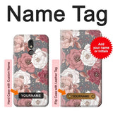 LG Stylo 5 Hard Case Rose Floral Pattern with custom name