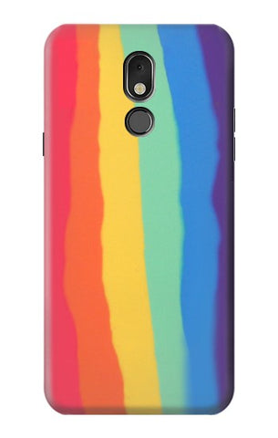 LG Stylo 5 Hard Case Cute Vertical Watercolor Rainbow