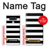 LG Stylo 6 Hard Case Black and White Striped with custom name