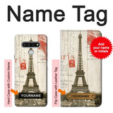 LG Stylo 6 Hard Case Eiffel Tower Paris Postcard with custom name