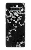 LG Stylo 6 Hard Case Japanese Style Black Flower Pattern