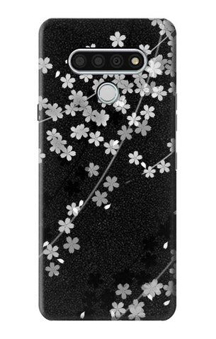 LG Stylo 6 Hard Case Japanese Style Black Flower Pattern