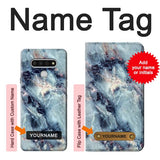 LG Stylo 6 Hard Case Blue Marble Texture with custom name