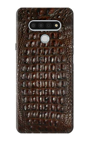 LG Stylo 6 Hard Case Brown Skin Alligator Graphic Printed