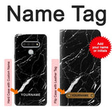 LG Stylo 6 Hard Case Black Marble Graphic Printed with custom name