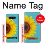 LG Stylo 6 Hard Case Vintage Sunflower Blue with custom name