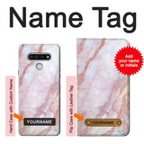 LG Stylo 6 Hard Case Soft Pink Marble Graphic Print with custom name