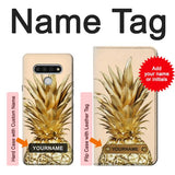 LG Stylo 6 Hard Case Gold Pineapple with custom name