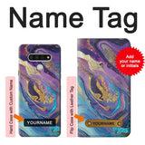 LG Stylo 6 Hard Case Colorful Abstract Marble Stone with custom name