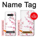 LG Stylo 6 Hard Case Pink Cherry Blossom Spring Flower with custom name