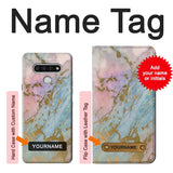 LG Stylo 6 Hard Case Rose Gold Blue Pastel Marble Graphic Printed with custom name