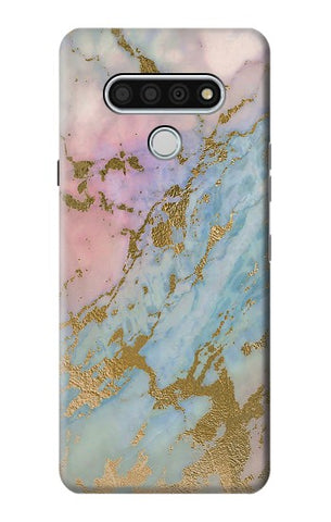 LG Stylo 6 Hard Case Rose Gold Blue Pastel Marble Graphic Printed