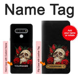 LG Stylo 6 Hard Case Dark Gothic Goth Skull Roses with custom name