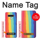LG Stylo 6 Hard Case Cute Vertical Watercolor Rainbow with custom name