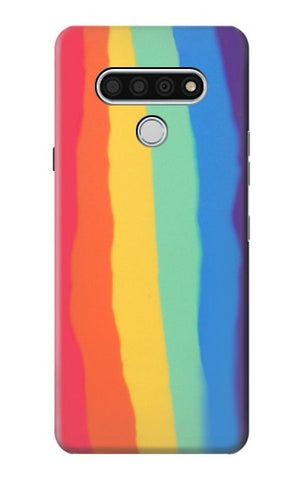 LG Stylo 6 Hard Case Cute Vertical Watercolor Rainbow