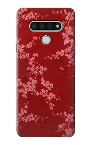 LG Stylo 6 Hard Case Red Floral Cherry blossom Pattern