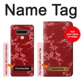 LG Stylo 6 Hard Case Red Floral Cherry blossom Pattern with custom name