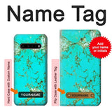 LG V60 ThinQ 5G Hard Case Turquoise Gemstone Texture Graphic Printed with custom name